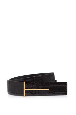 Tom Ford PRINTED CROC REVERSIBLE BELT Size: 100, colour: ESPRESSO