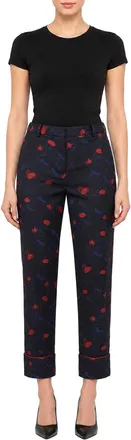 Pinko Floral-Printed Polyester Trousers - Black