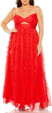 Mac Duggal Keyhole Detail Chiffon Sleeveless Gown in Cherry at Nordstrom, Size 14W