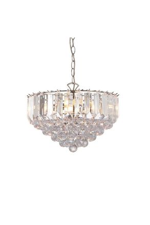 Netlighting Fargo 3 Light Ceiling Pendant Chrome Clear Acrylic E14 in Grey