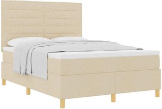 vidaXL Box Spring Bed with Mattress Cream 160 x 200 cm Fabric vidaXL