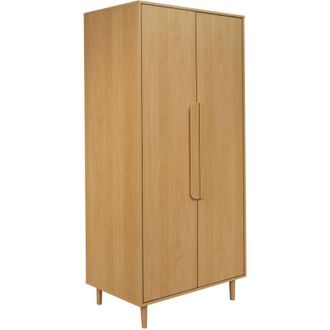 Sweeek Wardrobe with oak wood effect, 2 doors, 1 bar and 2 shelves, Juliana 80x55x180 cm