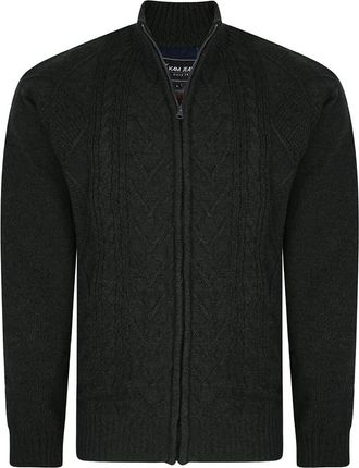 KAM Mens Casual Winter Long Sleeved Cardigan Zip Up Lined Inner Forest Green 77 5XL