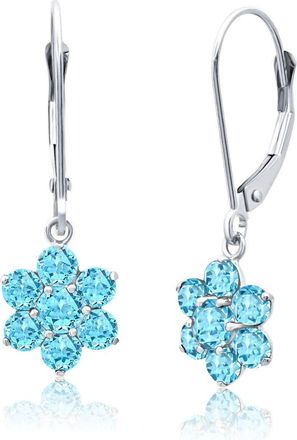 MAX + STONE Solid 14K Yellow or White Gold Gemstone Flower Shape Dangle Earrings