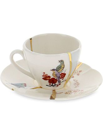 Seletti crack detail coffee cup - unisex - Gold/Porcelain - OS - White