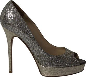 Jimmy Choo London Womens Glitter Dahlia Platform Peep Toe Pump (Authentic Pre-Loved)