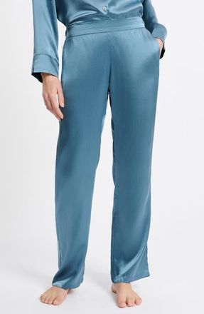 Etam Pearly Silk Straight Leg Pajama Pants in Encre at Nordstrom, Size X-Large