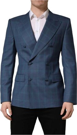 Dolce & Gabbana Blazers, male, Blue, Size: L Double-Breasted Suit Jacket