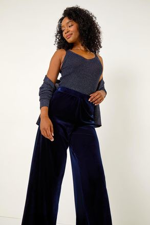 Roman Wide Leg Velvet Stretch Trouser