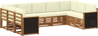 vidaXL Conjunto De Sof&aacute;s De Exterior 7 Uds. Natural Y Crema Vidaxl