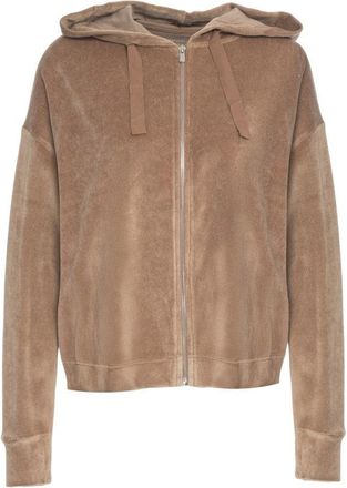 Majestic Filatures Oversized Velvet Hoodie With Zip Closure