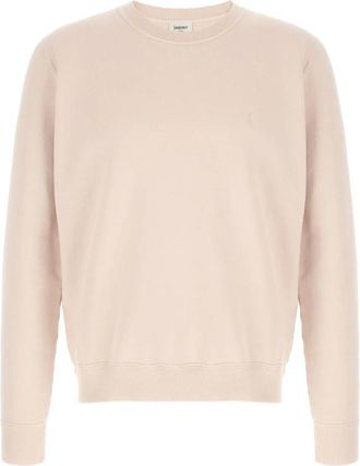 Saint Laurent Roze Katoenen Ronde Hals Sweater - Heren - Ronde hals truien - Roze - L - Katoen - Truien & Vesten