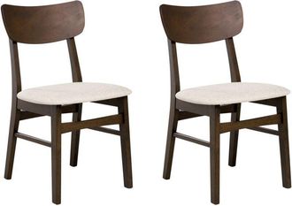 Beliani Set of 2 Dining Chairs ANOKA Wood Dark Brown/ Beige