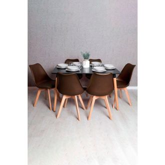 Regalos Miguel Regalos Miguel - Conjuntos De Mesa Y Sillas - Conjunto Mesa Tower Rectangular 120 X 80 Cm Negra Y Pack 6 Sillas Synk Basic - Marr&oacute;n