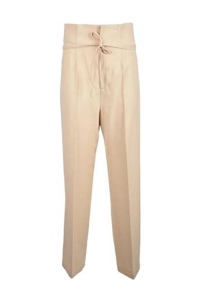 Erika Cavallini Semi Couture Cream Trousers with High Waist