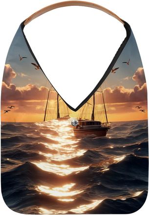 Generic Sailboat Sunset View Reusable Lightweight Grocery Bags - Foldable Into Compact Pouch, Washable & Sturdy, Multipurpose for Shopping and Travel