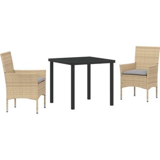 vidaXL Vidaxl - Conjunto De Comedor De Jard&iacute;n Con Coj&iacute;n 3 Pcs Beige Polirat&aacute;n