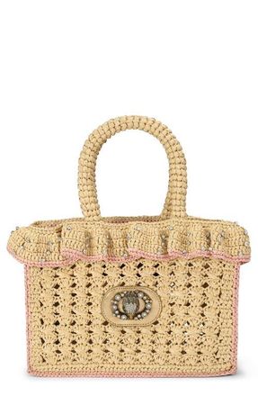 Kurt Geiger Ruffle Woven Tote in Open Beige at Nordstrom