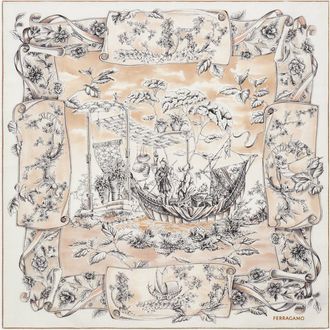 Ferragamo Bufanda De Seda Con Estampado Voyage