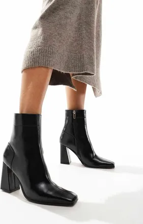 Asos Everest flared heel boots in black