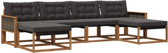 vidaXL Conjunto De Sof&aacute;s De Exterior 6 Uds. Natural Y Negro Vidaxl