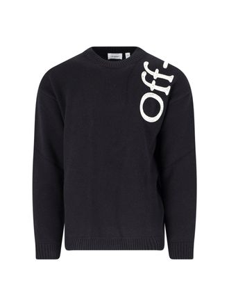 Off-white Bookish Black Contrast Logo Wool-Blend Sweater