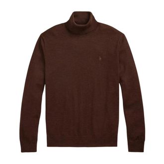 Polo Ralph Lauren Turtlenecks, male, Brown, Size: 2XL Washable Wool Turtleneck Sweater