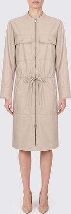 Pinko Abito chemisier midi in pelle sintetica con zip e coulisse in vita