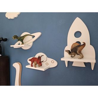 OEM Un Conjunto De Estanter&iacute;as Con Motivos Espaciales: Cohete, Planeta Saturno, Ovni