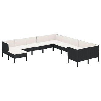 vidaXL 11 Pcs Garden Lounge Set Con Coj&iacute;n De Pozo De Terciopelo