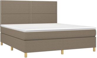vidaXL Vidaxl - Cama Box Spring Colch&oacute;n Y Luces Led Tela Gris Taupe 180x200 Cm