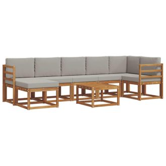 vidaXL Conjunto De Sof&aacute;s De Exterior 8 Pcs Gris Natural Y Claro Vidaxl