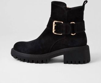 Django & Juliette Womens Qualtie Heeled Ankle Boots In Black Suede