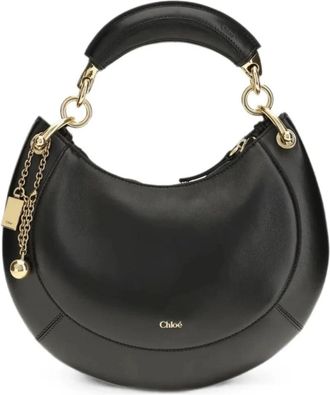 Chlo&eacute; Banana Zipped Hobo - Dames - Tassen - Zwart - Maat: ONE Size Leer