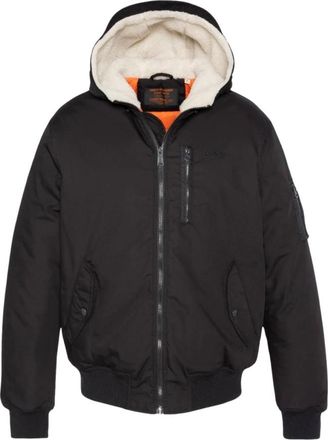 Schott NYC Chaqueta Bomber con Capucha y Forro de Forro Polar - Jackets - Hombre - Negro - XL