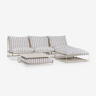 Sklum Sklum - Conjunto De Jard&iacute;n Con Sof&aacute; Modular De 3 Piezas, Mesa Auxiliar Y Puff Convertibles Amaro