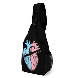 Generic Transgender Heart Trans Proud Unisex Shoulder Bags Casual Crossbody Chest Bag Sling Backpack for Hiking Cycling Travel