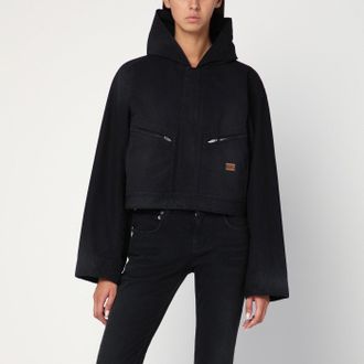 Balenciaga Cropped jacket with hood in black