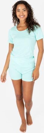 Leveret Womens Short Cotton Solid Pajama Set in Aqua at Nordstrom, Size X-Small
