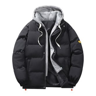 Generic Winter Jackets for Men Fleece Lined Mens Coats Fluff Warm Parka Jacket Padded Thermal Outdoor Jackets Thick and Comfortable Fur Coat with Pockets and 