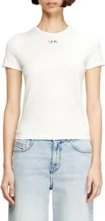Diesel T-Uncutieslong-OD Metallic Oval D Cutout T-Shirt in Off/white at Nordstrom, Size Xx-Small