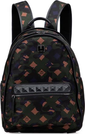 MCM Pre-owned Womens Camo Logo Backpack - Black Nylon - One Size