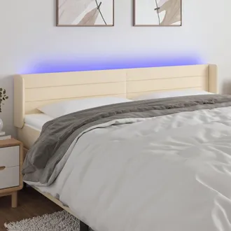vidaXL Testiera A Led Crema 163x16x78/88 Cm In Tessuto - Vidaxl