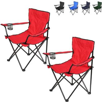 OEM Silla De Camping Plegable - Acero Termo Lacado - 50x50x80 Cm - Para Actividades Al Aire Libre - Pack De 2