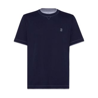 Brunello Cucinelli T-shirt with faux-layering - male - Brunello Cucinelli - T-Shirts - Blue - S - Tops