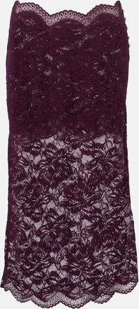 Paco Rabanne Floral lace midi skirt