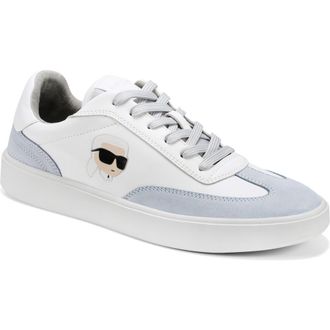 Karl Lagerfeld Philippe Mixed Media Sneaker in White/Grey at Nordstrom Rack, Size 11.5