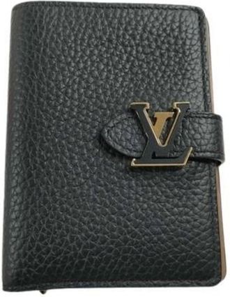 Louis Vuitton Noir Leather Wallet (Bi-Fold) (Pre-Owned)