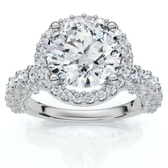 Pompeii3 Certified 3 1/5Ct Pave Diamond Engagement Ring 14k Gold Lab Grown