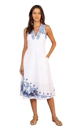 Hale Bob Bethia Embroidered Midi Dress in Blue at Nordstrom, Size X-Small